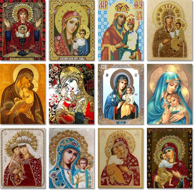 5D алмазная картина Девы Марии дети христианская религия Иисус Христос Алмазная