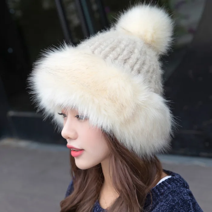 Стильная женская Пушистая Шапка, вязаные шапочки, зимние лыжные шапочки, плетеная монгольская шапка для улицы LL@ 17