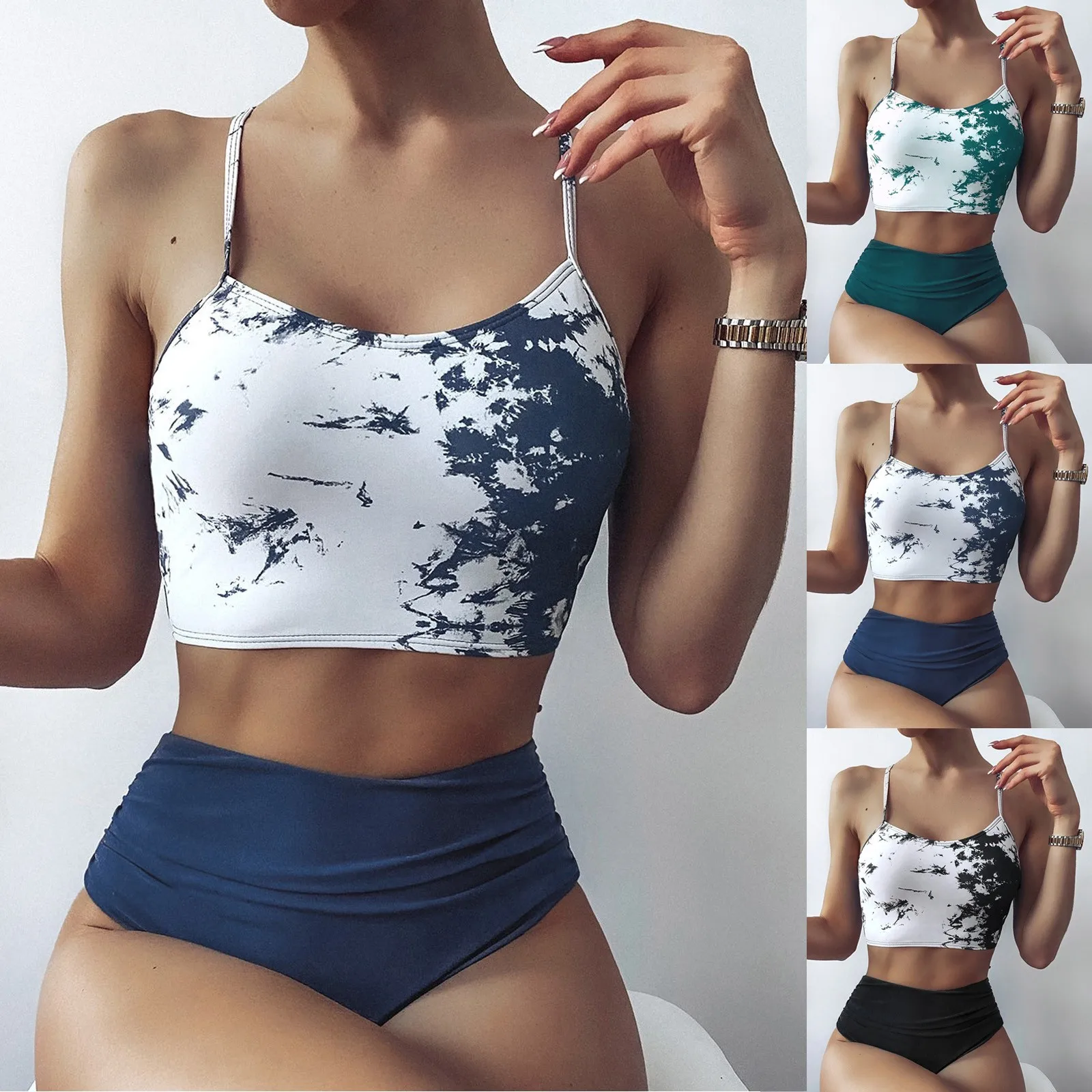 Gran oferta Verano de las mujeres traje de baño 2021 Bikini Sexy traje de baño Tie-dye estampado de girasol bañador push-up Top Ropa Mujer Biquini brasileño nuevo neQKML9qLx7