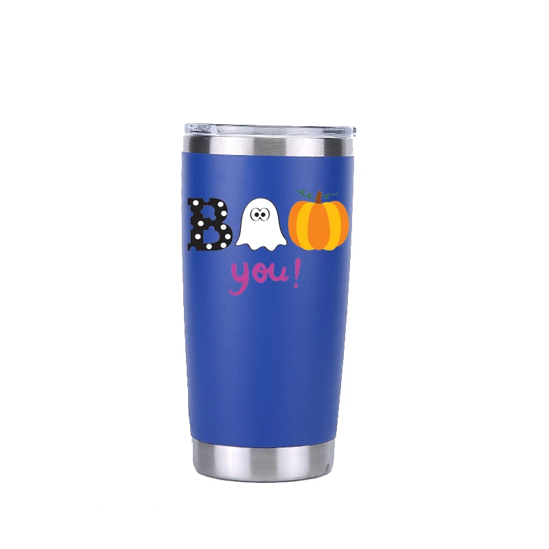 20 OZ dark blue Хэллоуин Тыква подарок 30 унций стакан путешествия автомобиля пивная кружка с двойными стенками Изолированная вакуумная фляжка из нержавеющей стали Термос кофейные кружки - Цвет: 20 OZ dark blue
