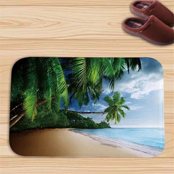 

Bathroom Anti-slip Mat Set Toilet Rug Ocean Tree Flannel Anti Slip Bath Mat Rugs Home Decoration Bathroom Products