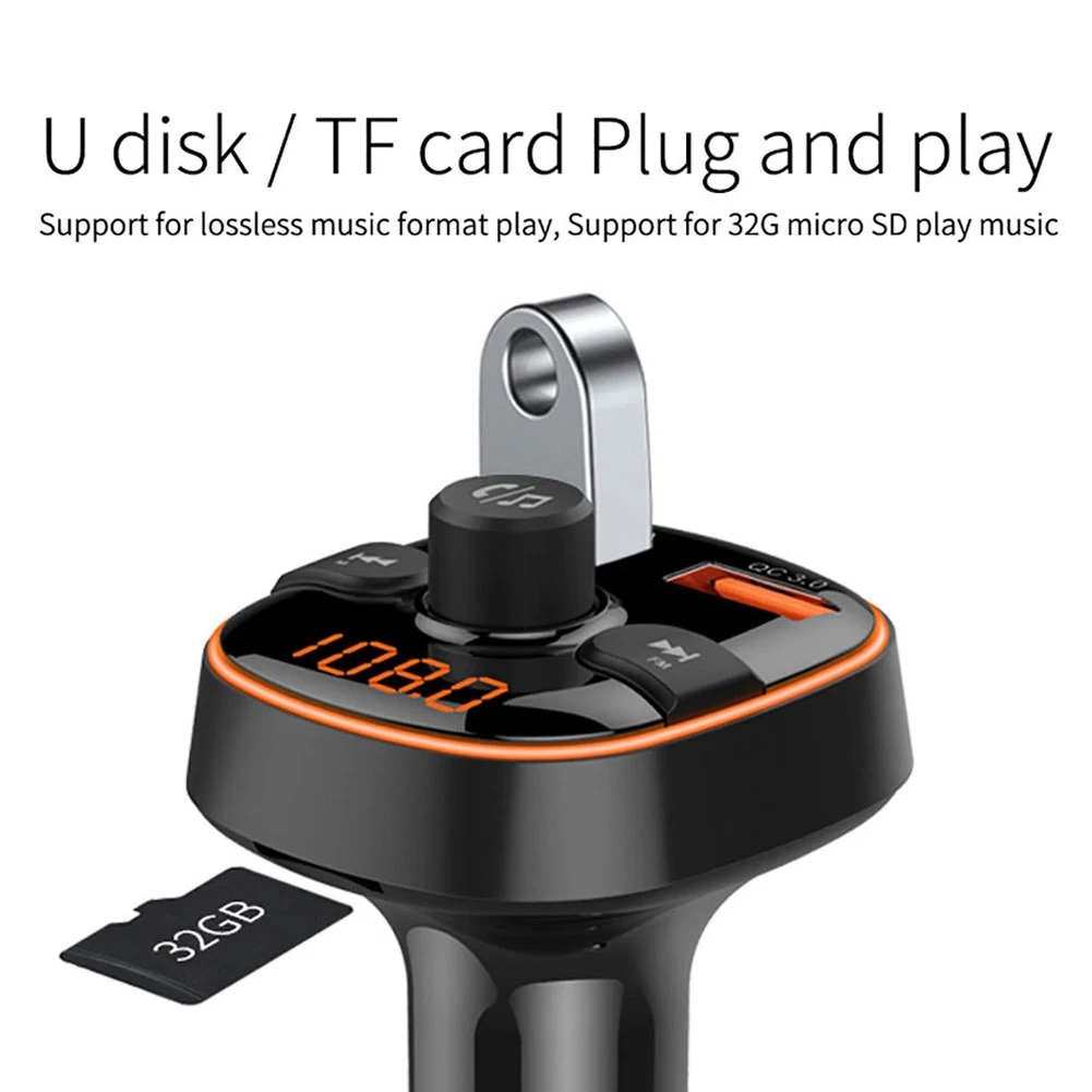 QC3.0 Bluetooth 5,0 автомобильное радио fm-передатчик MP3-плеер адаптер двойной USB зарядное устройство