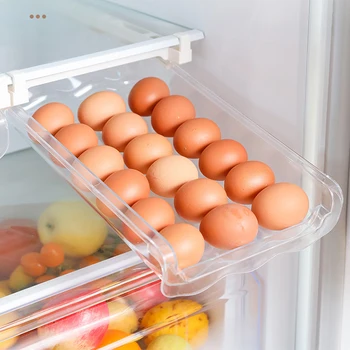 

Hanging Eggs Storage Box Rack Automatic Egg-rolling Transparent Fresh-keeping Drawer Type Box for Refrigerator HYD88