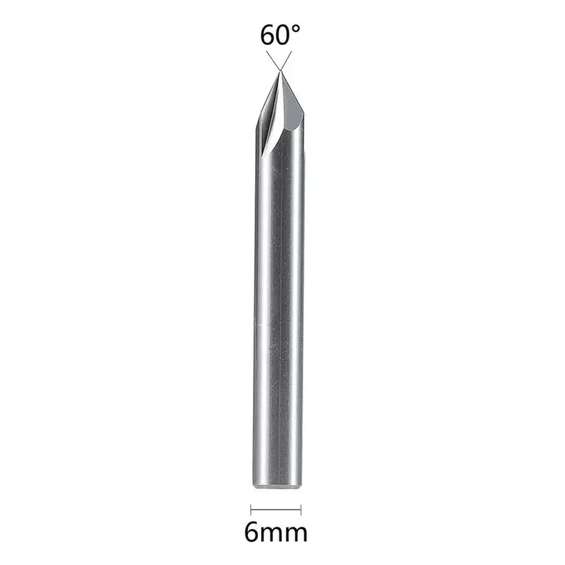 6mm 60 Degree 3 Flute Carbide Chamfer Milling Cutter Aluminium Copper Router Bit V slot End Mill 0-55 HRC