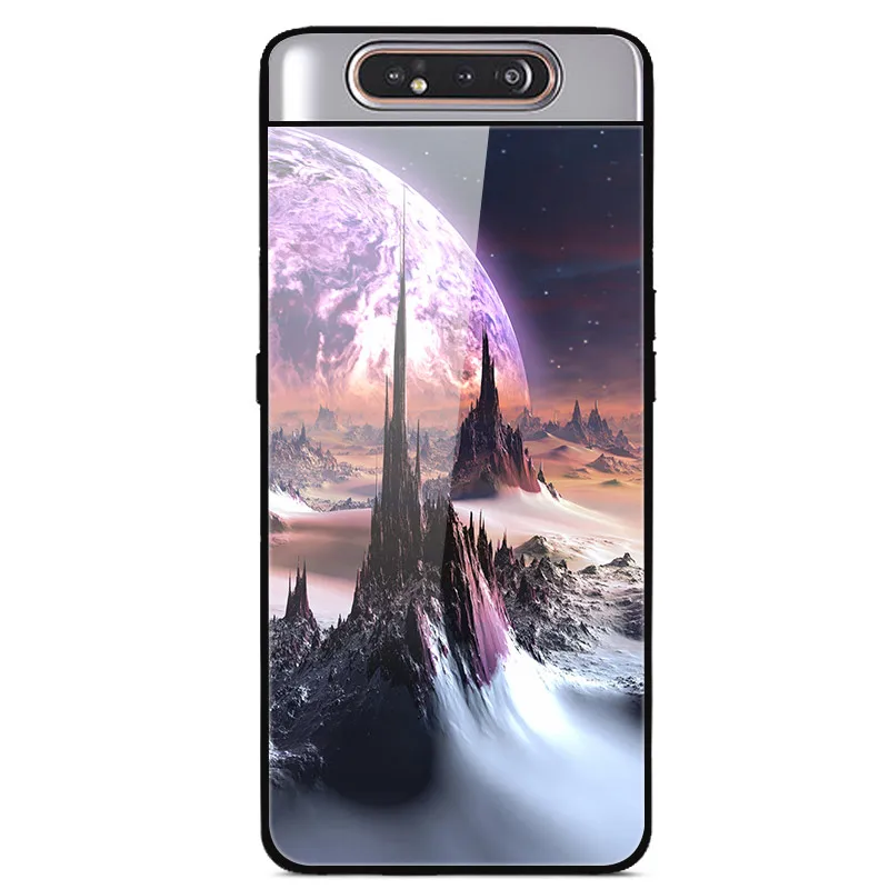 8 Для samsung A80 чехол закаленного стекла Звездный космический жесткий чехол для samsung Galaxy A80 A805F SM-A805F TPU бампер A 80 чехол для телефона - Цвет: 8