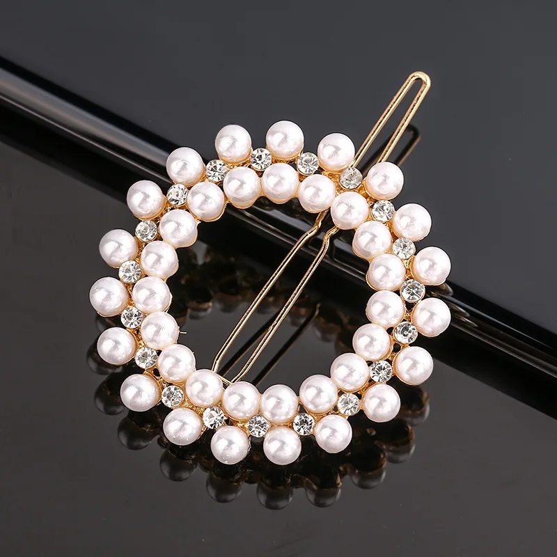 Fashion Pearl Hair Clip Women Girls Elegant Design Triangular Star Round Hairpin Barrette Hair Pins Ponytail Hair Accessories hair bow for ladies Hair Accessories