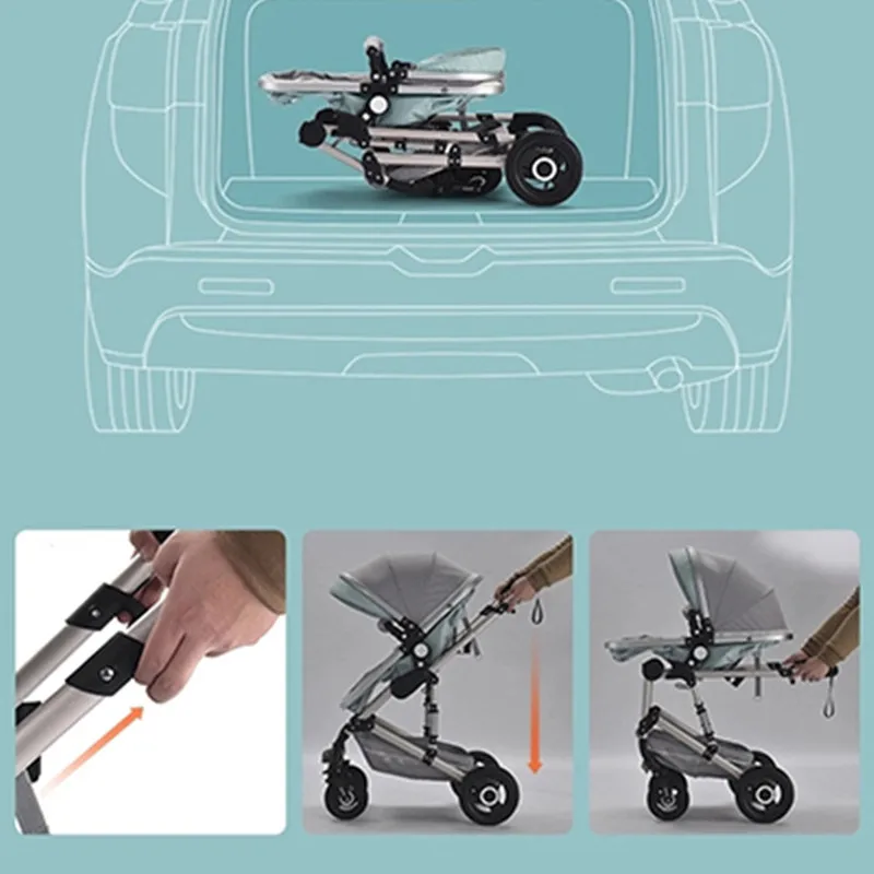 Безопасная детская коляска с автомобильным сиденьем 3 в 1, коляска с высоким пейзажем, складная коляска для новорожденных, коляска для отдыха и сна