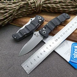 Bench made – couteau pliant militaire de poche 484, lame D2, pierre de lavage, G10 manche, Camping en plein air, sécurité, autodéfense, outil EDC 