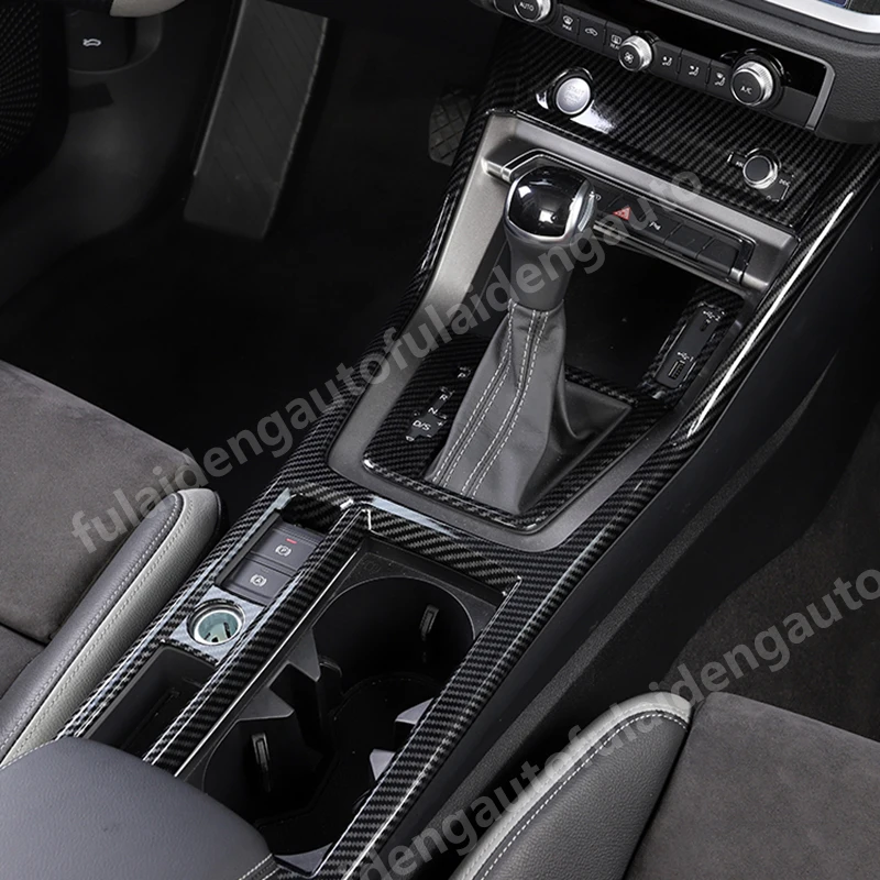 Для Audi Q3- углеродное волокно ABS Матовая коробка скоростей панель держатель стакана воды крышка отделка автомобиля Стайлинг