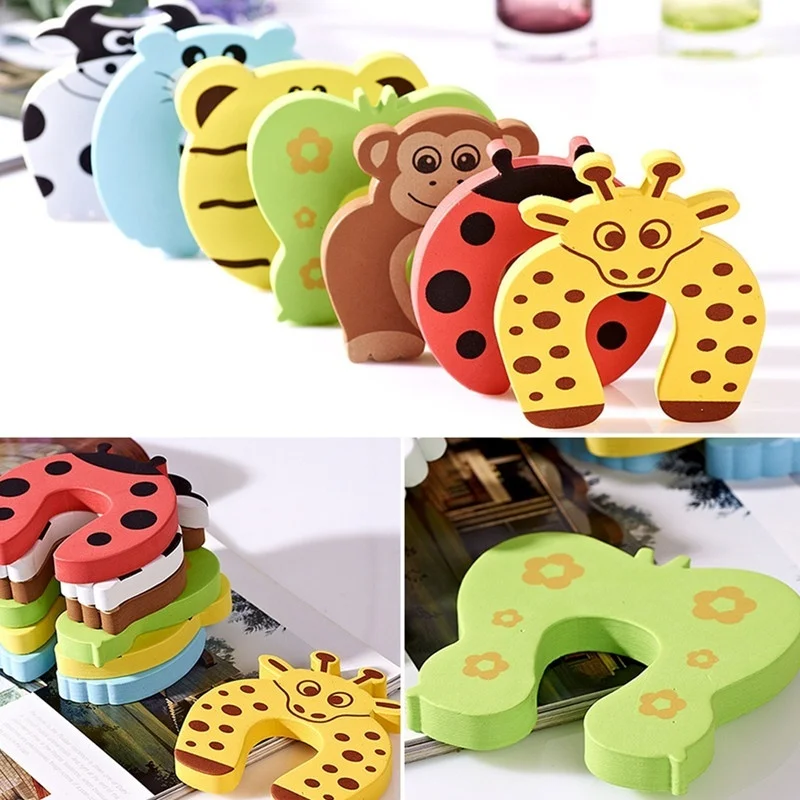 

5pcs Baby Child Proofing Door Stoppers Finger Safety Guard randomly color kids cute door accessories Cartoon Animal Door Holder