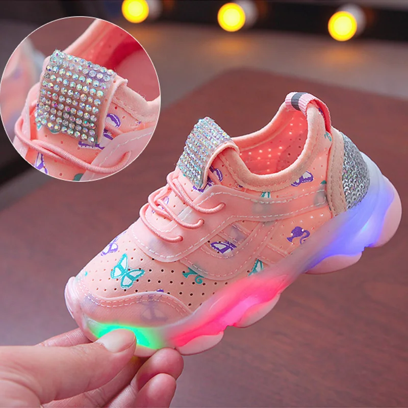  Children Casual Shoes for girls Baby Boys Shoes Breathable Anti-Slip LED Design Sneakers Girls Soft