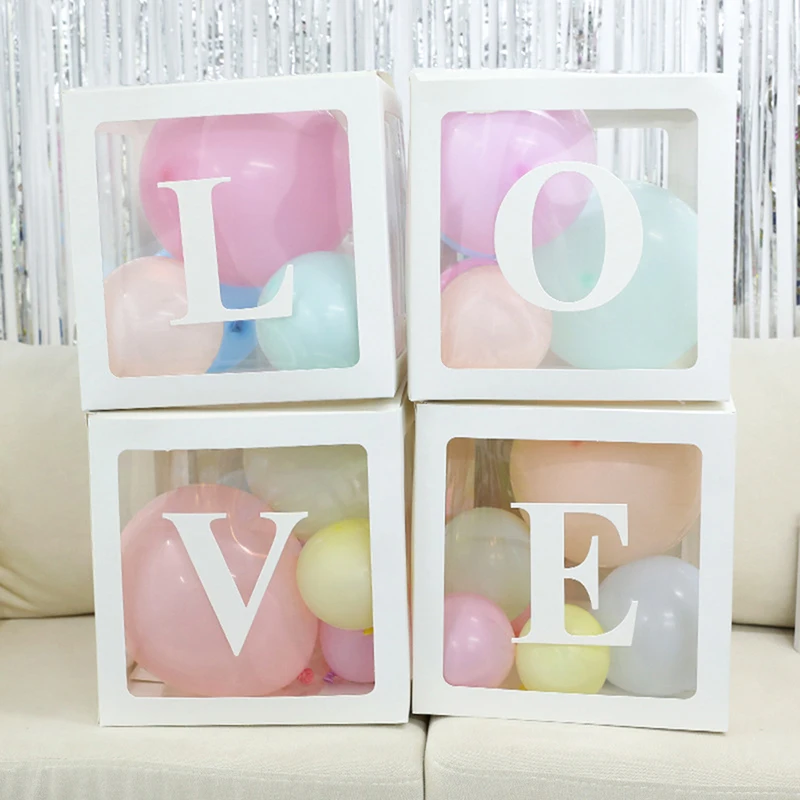 4 шт./компл. 30x30 см, сделай сам, прозрачный шар коробка и надписью «LOVE» для детей Одежда для свадьбы, дня рождения Декор