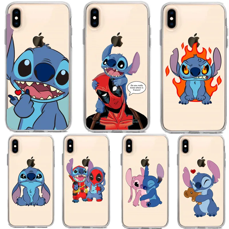 

Cute Cartoon Stitch Phone Case For iPhone SE 5s 6 6S 7 8 Plus X Deadpool Silicone Back Cover For iPhone XS MAX XR XS Case Fundas