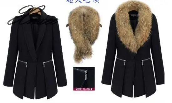 Черное Женское пальто, зимняя женская парка, длинные ветрозащитные куртки, пальто из шерсти альпаки, женские воротники из кроличьего меха, сшитые XL-5XL