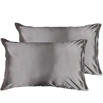 

Two-Pack Silky Satin Pillowcases for Hair and Skin Standard/Queen/King Size Pillow Case with Envelope Closure 2 Pcs/set