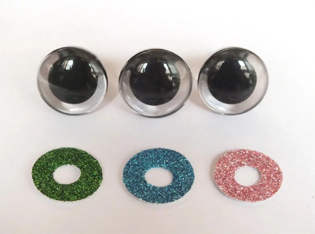3D Glitter Eyes 20pcs 12mm/14mm/16mm/20mm/25mm Safety Puppet Toy Plush Toy Color Doll Eyes For Amigurumi Crochet Stuffed Animal