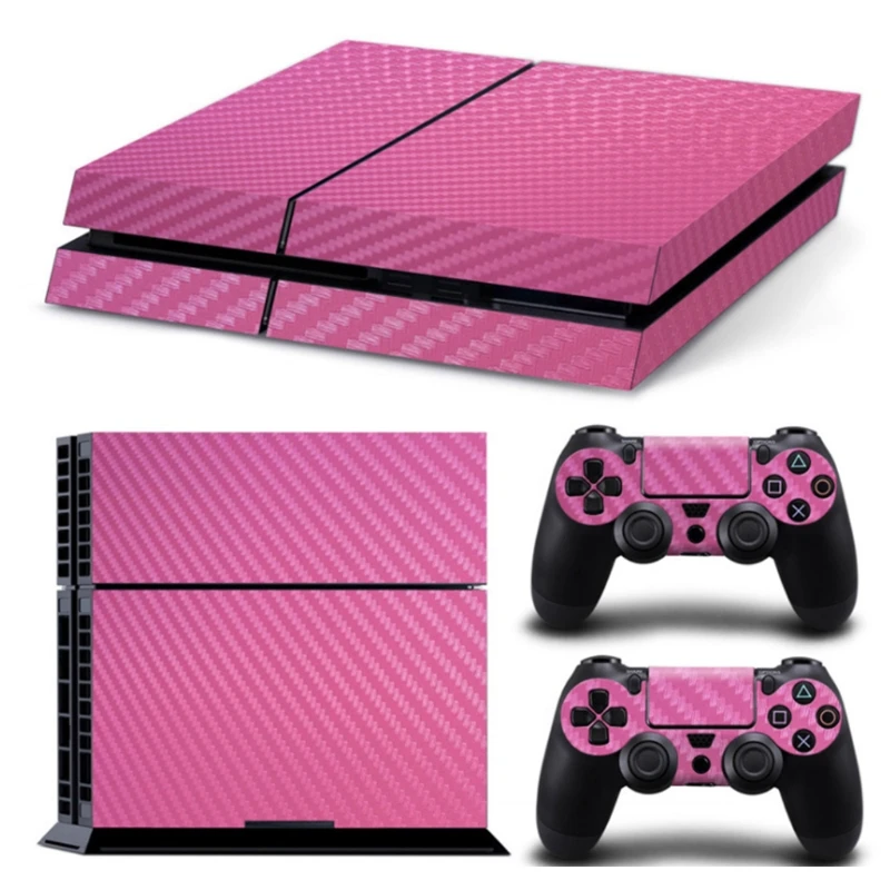 Console Carbon Fiber Skin Sticker Wrap Controller Dustproof Vinyl Cover Decal Protective Case Shell Compatible with PS4 