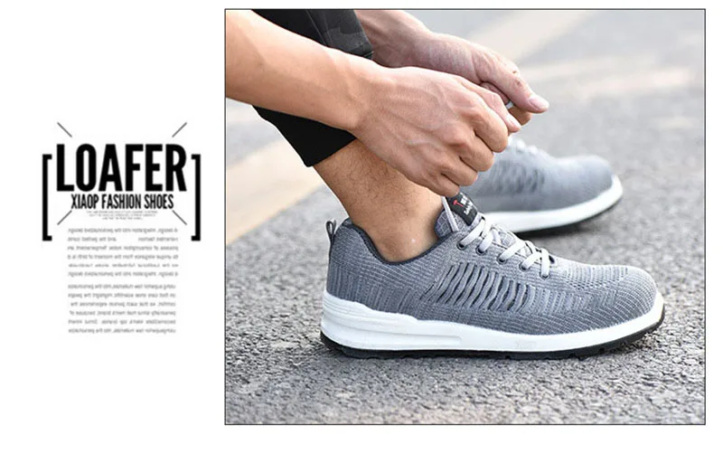 Indestructible Men's Steel toe cap puncture safety shoes breathable PU solid bottom Construction work sneakers