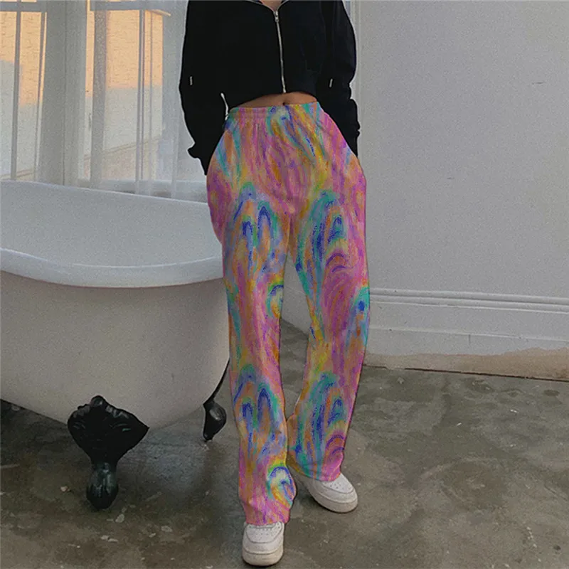 Lychee/радужные женские брюки с принтом Tie Dye повседневные свободные эластичной