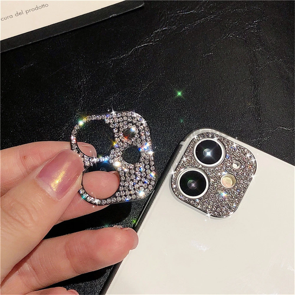 For Iphone 12 Pro Luxury 3d Glitter Diamond Bling Rhinestone Camera Lens Protector For Iphone 11 Pro Max 12mini Camera Stickers Screen Protectors Aliexpress