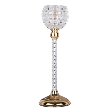 

New Metal Crystal Cut Glass Candlestick Candle Holder Candle Stand Tea Light For Coffee Dining Table Centerpieces Wedding CH124