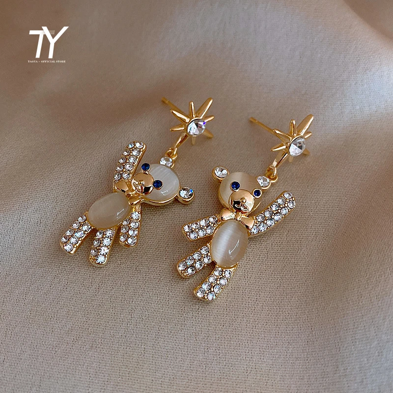 

2020 new opal Bear Pendant Earrings cute girl Earrings unusual Star Earrings for American and European Halloween parties
