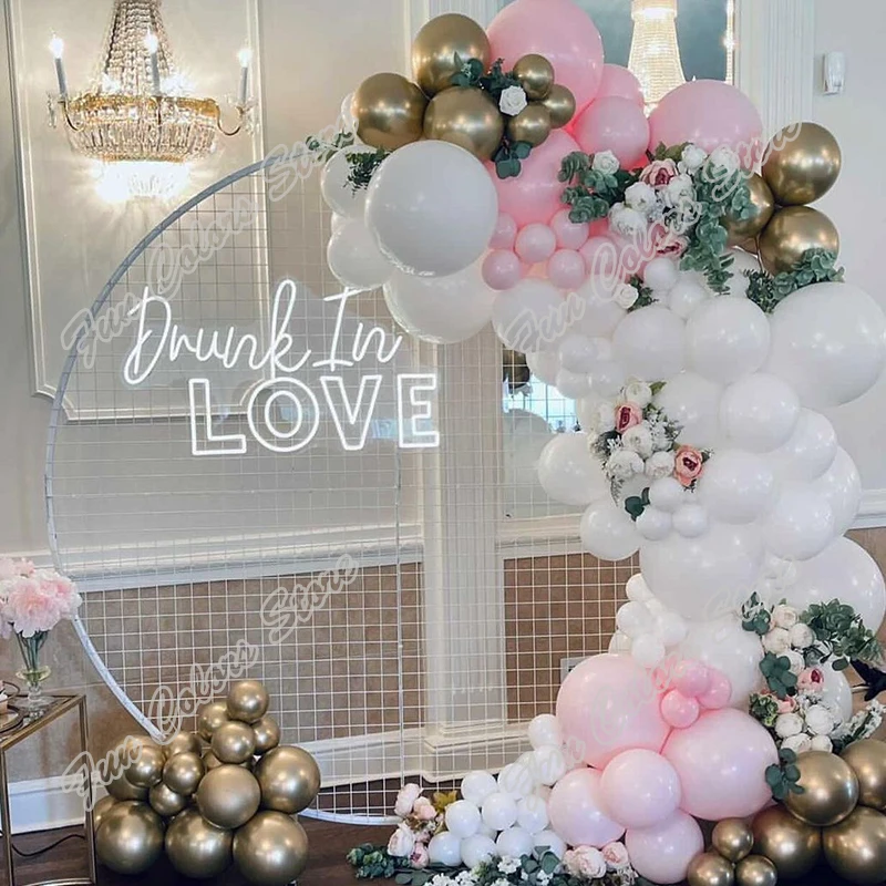 

118pcs White Wedding Kids Birthday Party Background Decor Baby Shower Golden Holiday Dinner Decoration Balloon Garland Arch Kits