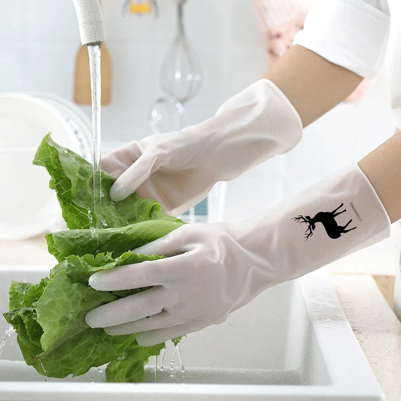 Перчатки для мытья посуды женские резиновые кухонные перчатки овощей домашние