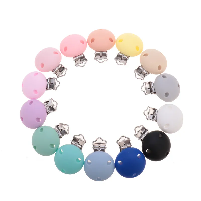 35mm Round 10pcs Silicone Clips Baby Nipple Holder Chewing Teether Pacifier Chain Accessories Newborn Dummy Feeding BPA Free