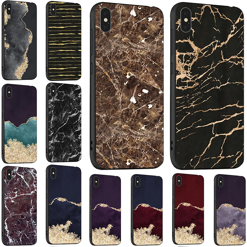 Marmer Hitam Telepon untuk Xiaomi Mi Redmi 6 PRO A2 Lite Note 7 K20 9T 7A 8 8T K30 Ponsel Housing Bag Cover Shell