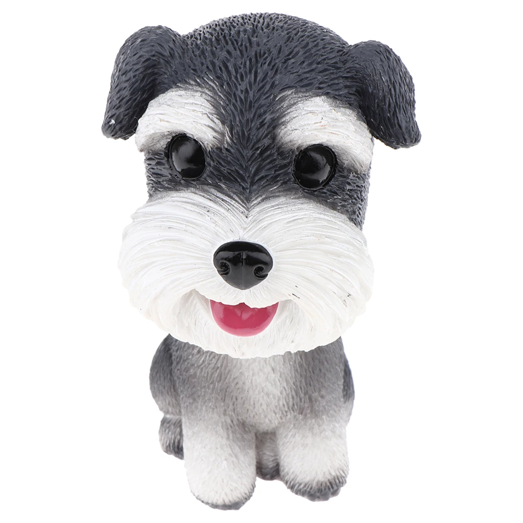 Cute Resin Schnauzer Bobbing Head Dog Puppy Bobble Head Auto Car Dashboard Decors Ornaments Toys