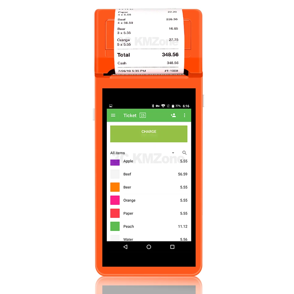 КПК портативный терминал 5,5 дюймов сенсорный экран планшет беспроводной портативный android bluetooth 58 мм Термопринтер android - Цвет: Orange 3G