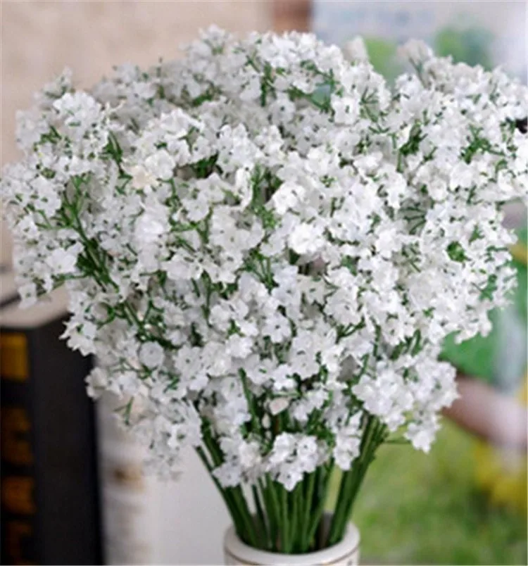Белый Мода Gypsophila Детские дыхания Искусственные цветы из шелка растение дома Свадебные украшения Вечерние - Цвет: Белый