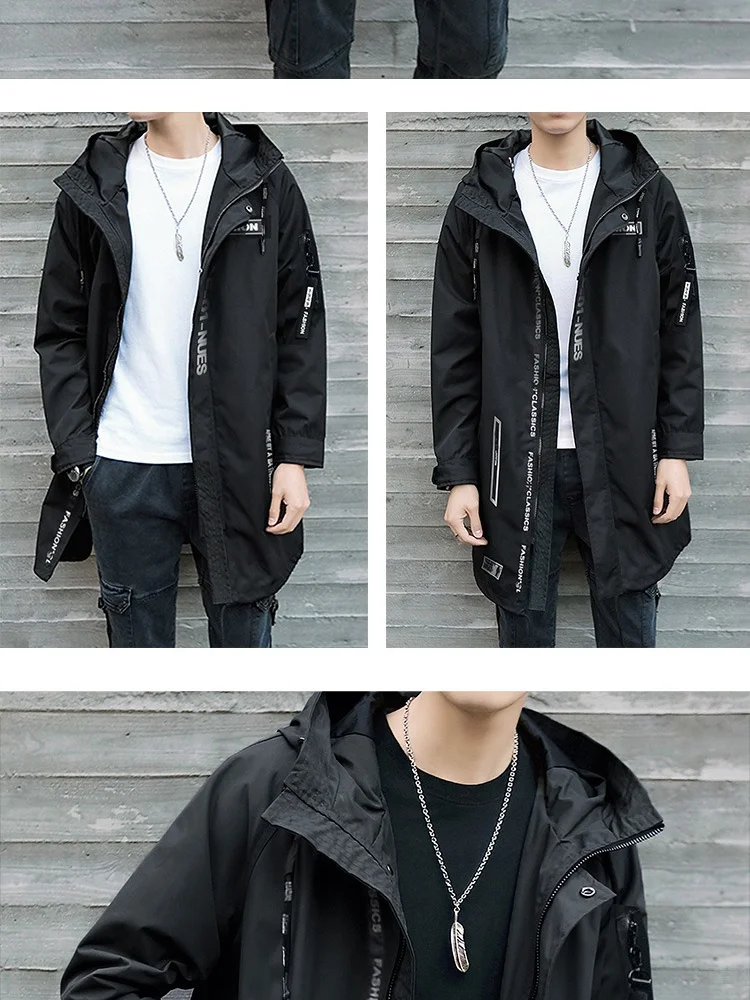 Черный Тренч, мужская длинная одежда, мужские куртки, зимняя ветровка для мужчин, Manteau Hiver Homme Jaquetas, новинка, GG50dy010
