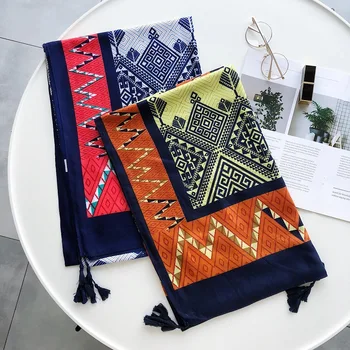 

Silk scarf women's summer sun-proof shawl spring and autumn hundred thin scarf scarf beach scarf oversized national cape shawl