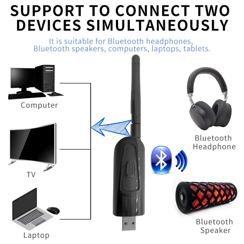 USB Bluetooth 5,0 аудио передатчик практичный Bluetooth адаптер Bluetooth 5,0 передатчик 3,5 мм AUX беспроводной ключ