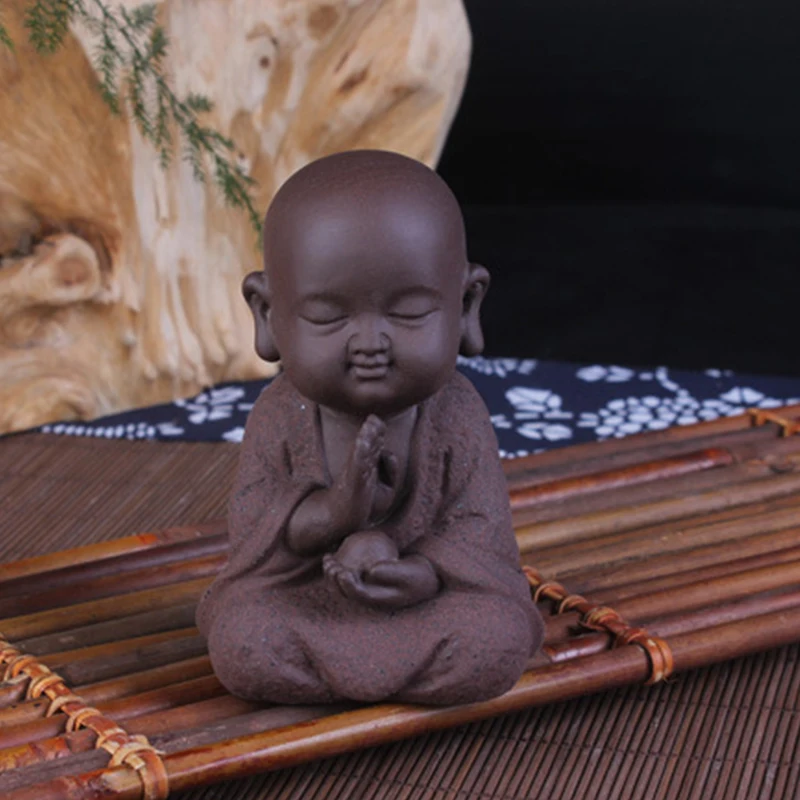 [MGT] Ceramic little monk Buddha Statues tea pet creative home furnishing articles small adornment home decor ornament landscape