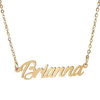 

New Simple Gold Color Personalized Name Necklace Stainless Steel Customized Metal Cut Custom Wedding Jewelry Colorfast