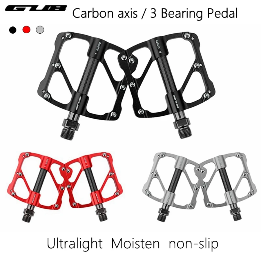 

GUB Mountain Bike pedal aluminum alloy 3 bearing Carbon fiber tube ultralight anti-skid durable Steel shaft Road Bicycle pedals