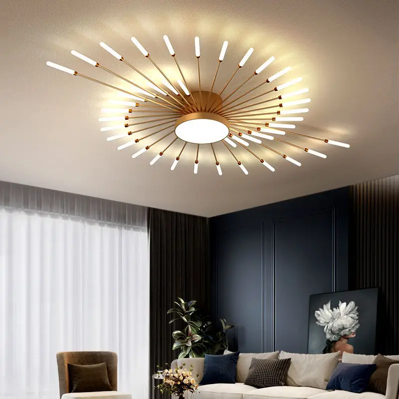 Modern Led Chandelier Light Fireworks Ceiling Lamp For Living Room Bedroom Dining Study Kitchen Home Gold Branch 220V | Освещение