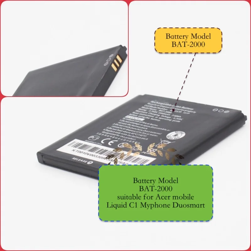 Аккумулятор подходит для acer-mobile Liquid C1 Myphone Duosmart с батареей модели BAT-2000