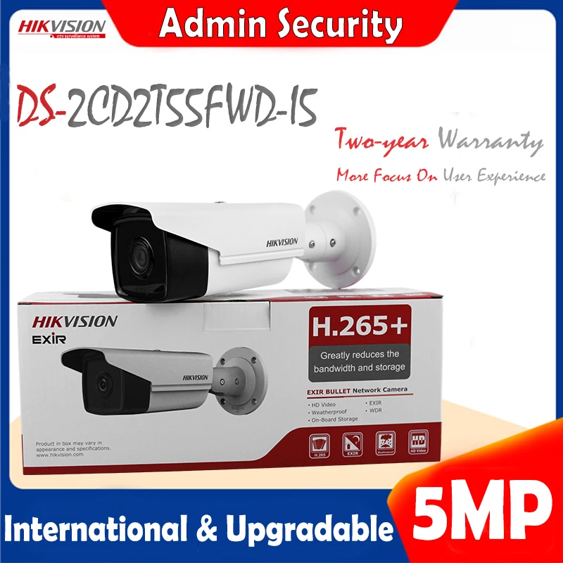 Hikvision английская версия IP корпус DS 2CD2T55FWD I5 5 Мп сетевая пуля камера POE SD карта 50 м IR