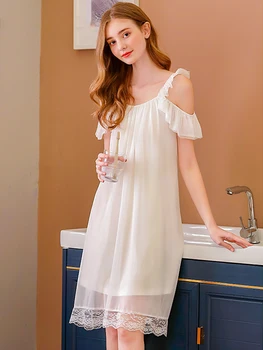 

Summer woman nightgown for Women Short Sleeve Princess Lace Home Dress Sleepwear Night Dress Nighty nightwear for women lingerie