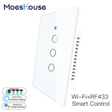Cheap WiFi Smart Wall Light Switch Glass Panel RF433 Wireless Smart Life Tuya APP Remote Control Works With Alexa Google Home 3 Gang Cheap WiFi Smart Wall Light Switch Glass Panel RF433 Wireless Smart Life Tuya APP Remote Control Works With Alexa Google Home 3 Gang