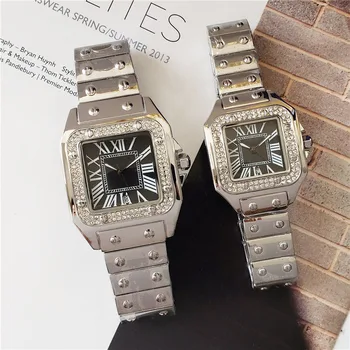 

Couple Fashion Square Quartz Wrist watches Men's Luxury Waterproof Diamond Women's Watch Casual Montre femme gift