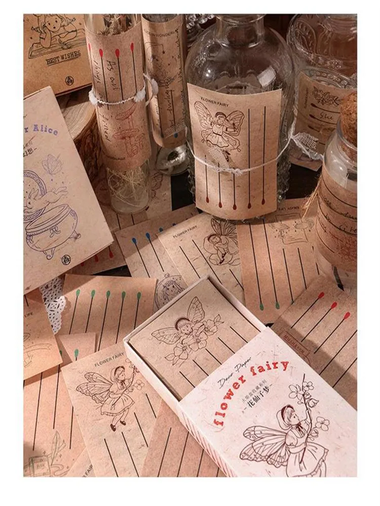 

60 Pcs Matchbox Collection Series Kraft Paper Cartoon Memo Label Cute Material Note DIY Diary Plan Scrapbooking School Journal