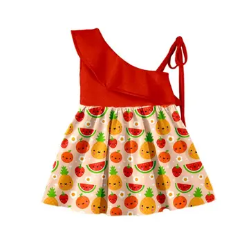 

hot sale wholesale newest style boutique fruits pattern silp girls dress