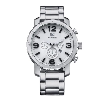 

1069 KANISHI Trendy Design Men Round Case Stainless Steel Strap Wrist Watch Dress Wrist Watch Men Male Best Birthday Gifts