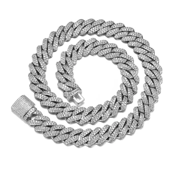 

12mm Miami Cuban Link Chain Copper Necklaces Iced Out Bling Rhinestone Stone Choker Necklace For Men Women Hip Hop Jewelry