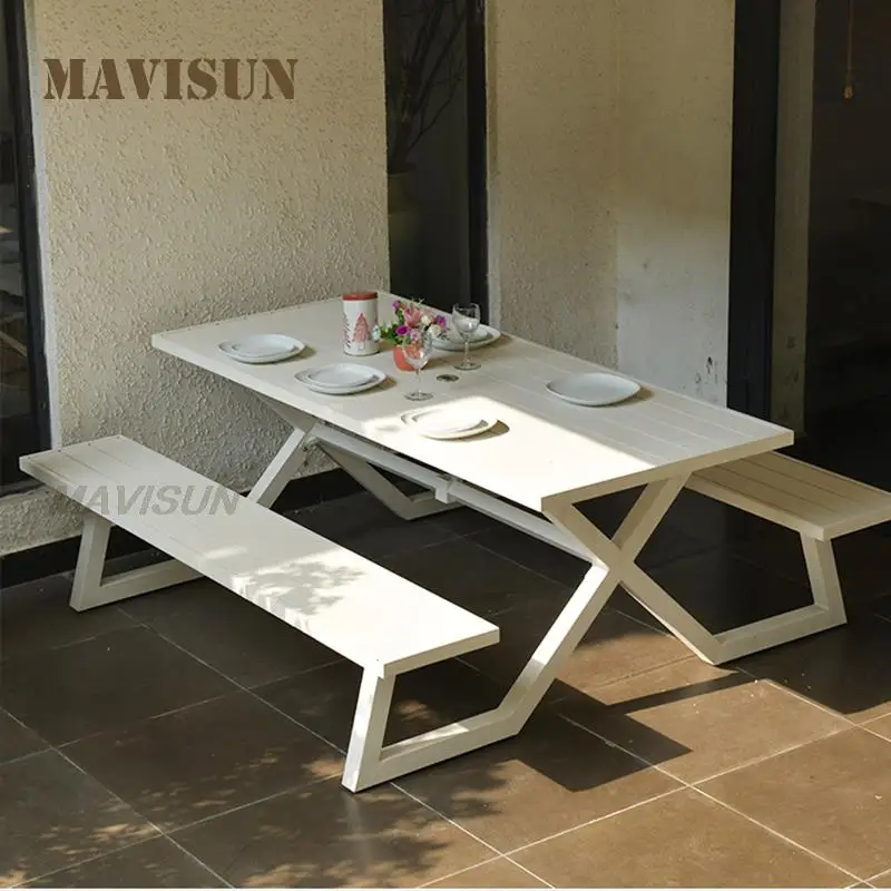 Nordic Model Park Bench Garden Furniture Set Waiting Park Chairs And Table Personality Patio Sturdy Plastic Terrace Shop Bench